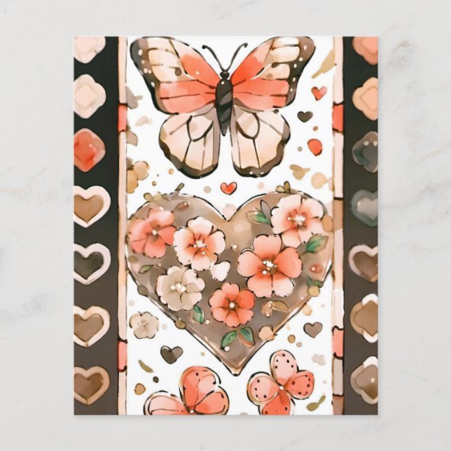 Schmetterlinge, Herzen und Blume - Scrapbooking Pa (Vorderseite)