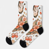 Schmetterlinge, Herzen und Blume Socken (Linkes Detail)