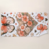 Schmetterlinge, Herzen und Blume Strandtuch (Vorderseite)