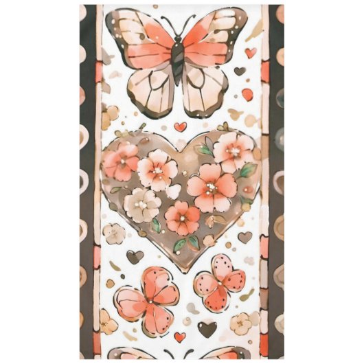 Schmetterlinge, Herzen und Blume Tischdecke (Vorderseite)
