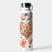 Schmetterlinge, Herzen und Blume Trinkflasche (Rückseite)