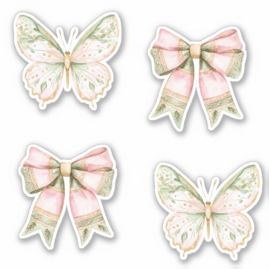 Schmetterlinge Hochzeit Pink Grün   Aufkleber (Vorderseite)