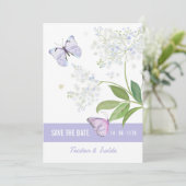 Schmetterlinge & Holunderblüten Save the Date Kart (Stehend Vorderseite)