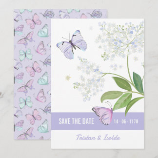 Schmetterlinge & Holunderblüten Save the Date Kart