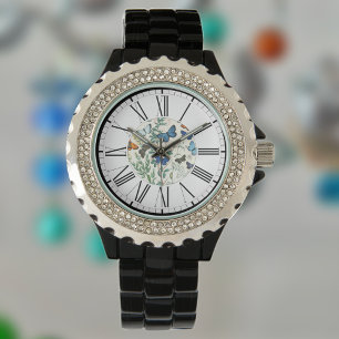 Schmetterlinge Illustration auf einer Uhr