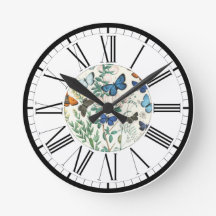 Schmetterlinge Illustration rund Uhr