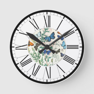 Schmetterlinge Illustration rund Uhr