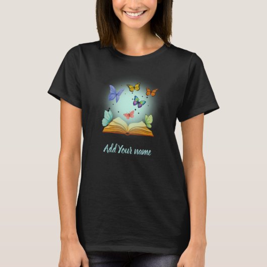 Schmetterlinge im Buch Tshirt (Vorderseite)