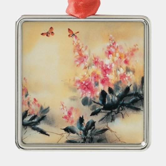 Schmetterlinge im Frühjahr Ornament Aus Metall (Vorne)