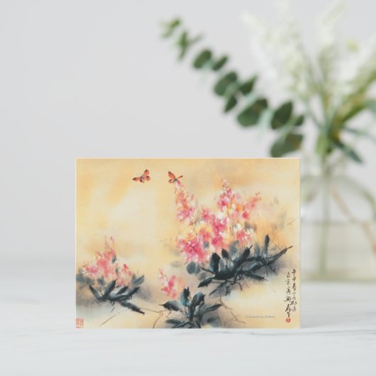 Schmetterlinge im Frühling Postkarte (Stehend Vorderseite)