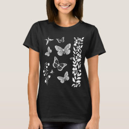 Schmetterlinge im Garten elegant schwarz T-Shirt