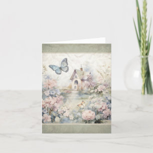Schmetterlinge im Garten Vintage Aussehen Karte 3