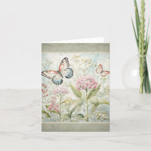 Schmetterlinge im Garten Vintager Aussehen Karte 1