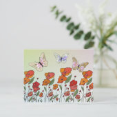 Schmetterlinge im Mohnfeld Postkarte (Stehend Vorderseite)
