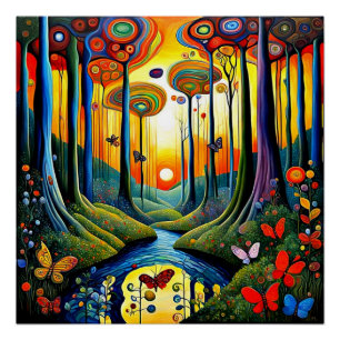 Schmetterlinge im Wald Poster