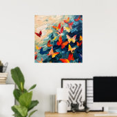 Schmetterlinge in Bewegung – Expressiver abstrakte Poster (Heimbüro)