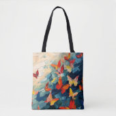 Schmetterlinge in Bewegung – Expressiver abstrakte Tasche (Vorderseite)