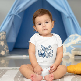 Schmetterlinge in Delft Blue, anpassbar Baby Strampler
