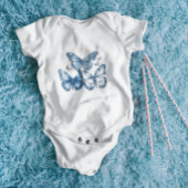 Schmetterlinge in Delft Blue, anpassbar Baby Strampler