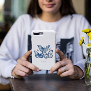 Schmetterlinge in Delft Blue, anpassbar Case-Mate iPhone Hülle