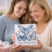 Schmetterlinge in Delft Blue, anpassbar Fliese