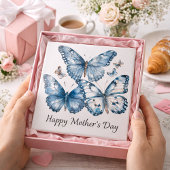 Schmetterlinge in Delft Blue, anpassbar Fliese