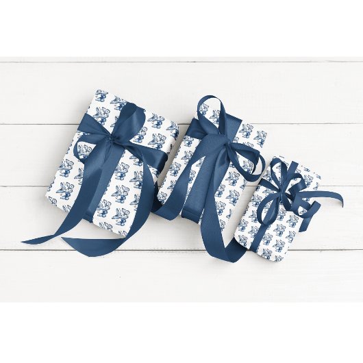Schmetterlinge in Delft Blue, anpassbar Geschenkpapier Set