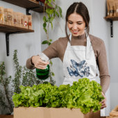 Schmetterlinge in Delft Blue, anpassbar Lange Schürze