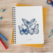 Schmetterlinge in Delft Blue, anpassbar Notizblock