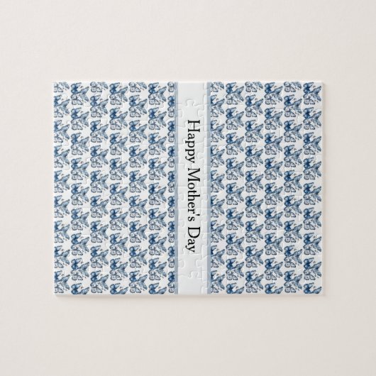 Schmetterlinge in Delft Blue, anpassbar Puzzle (Horizontal)