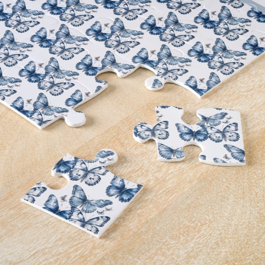 Schmetterlinge in Delft Blue, anpassbar Puzzle (Seite)