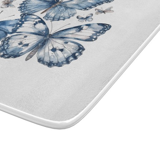 Schmetterlinge in Delft Blue, anpassbar Schneidebrett (Ecke)