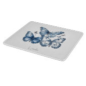 Schmetterlinge in Delft Blue, anpassbar Schneidebrett (Ecke)