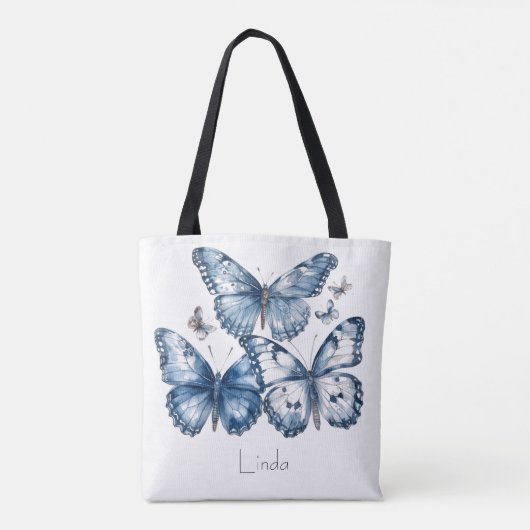 Schmetterlinge in Delft Blue Tasche (Rückseite)