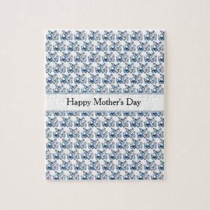 Schmetterlinge in Delfter Blau, anpassbar Puzzle