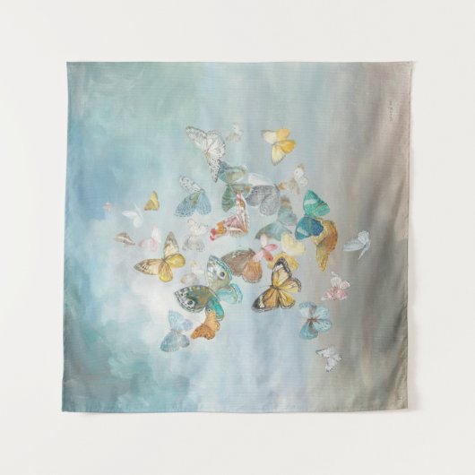 Schmetterlinge in den Wolken Wandteppich (Vorderseite)