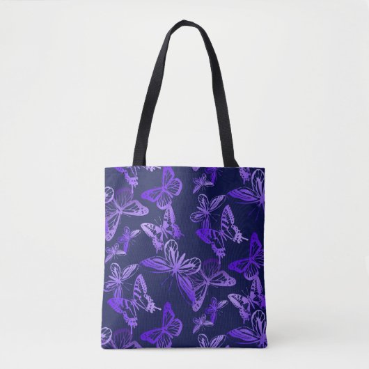 Schmetterlinge in der violetten Taschen-Tasche Tasche (Vorderseite)