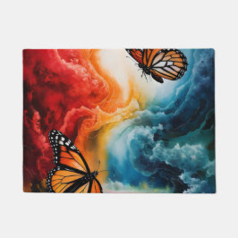 Schmetterlinge in einem bunten Sturm. Fußmatte
