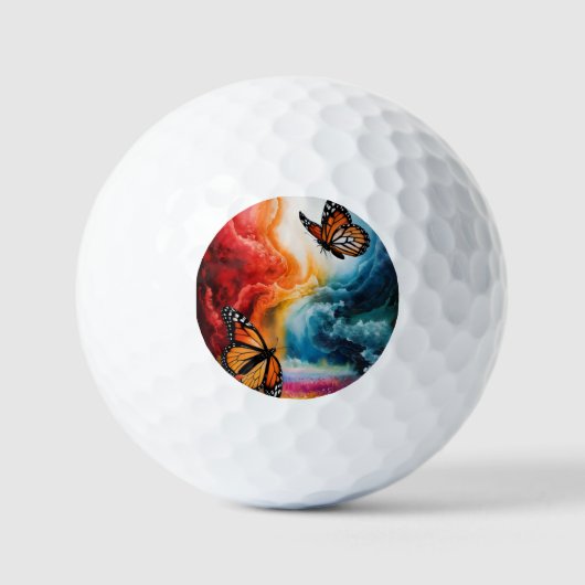 Schmetterlinge in einem bunten Sturm. Golfball (Vorderseite)