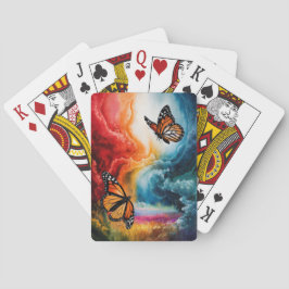 Schmetterlinge in einem bunten Sturm. Spielkarten