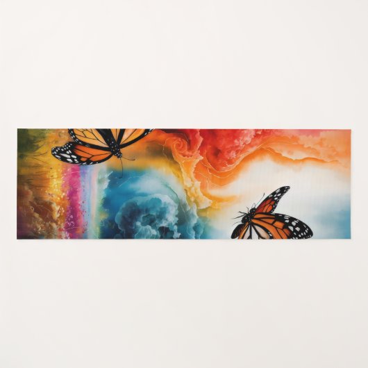 Schmetterlinge in einem bunten Sturm. Yogamatte (Vorderseite (Horizontal))