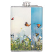 Schmetterlinge in einem Feld von Blume Flachmann (Rückseite)