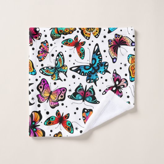 Schmetterlinge in Farbe Badhandtuch Set (Waschlappen)