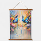 Schmetterlinge in Liebe Wandteppich Mit Holzrahmen (Vorderseite)