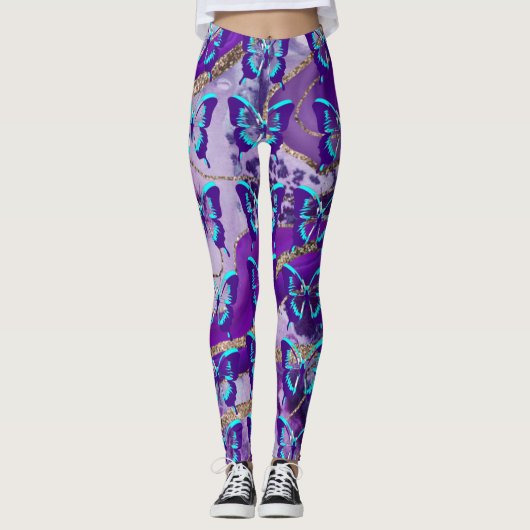 Schmetterlinge in Lila Leggings (Vorderseite)