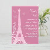 Schmetterlinge in Paris 21. Geburtstag Einladung R (Stehend Vorderseite)