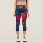 Schmetterlinge in Regenbogen Capri Leggings (Vorderseite)