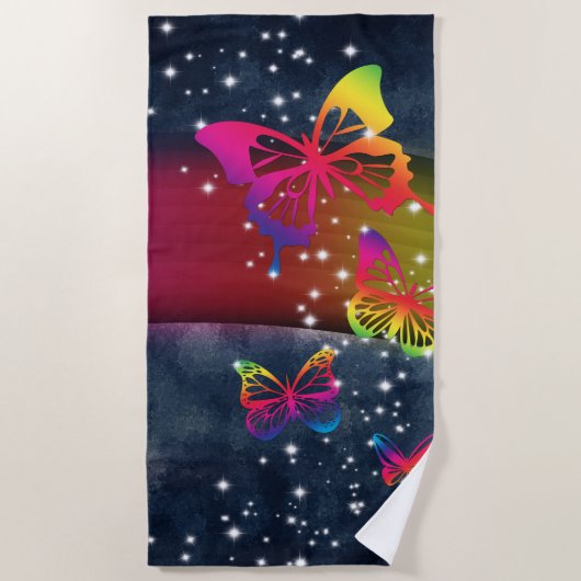 Schmetterlinge in Regenbogen Strandtuch (Vorderseite)