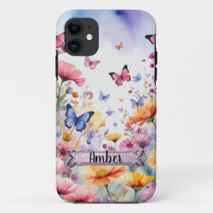 Schmetterlinge in Rosa und Blau iPhone / iPad Hüll Case-Mate iPhone Hülle