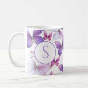Schmetterlinge in Rosa und Lila mit individuellem Kaffeetasse